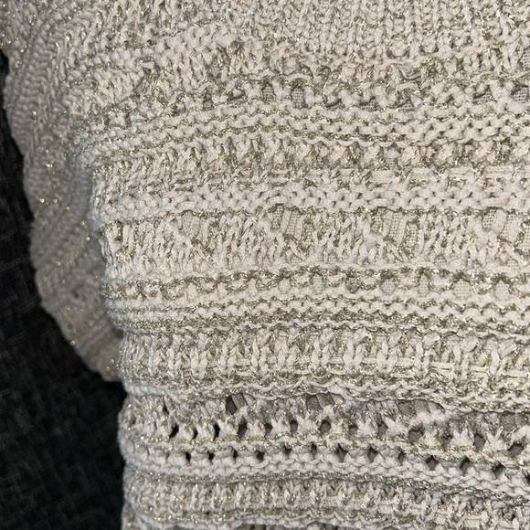 Rachel and Zoe short sleeve sweater beige with gold metallic short sleeves Nw/T - Picture 2 of 6